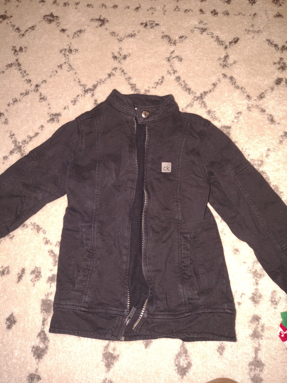 Calvin Klein Boys' Black Zip-Front Jean Jacket